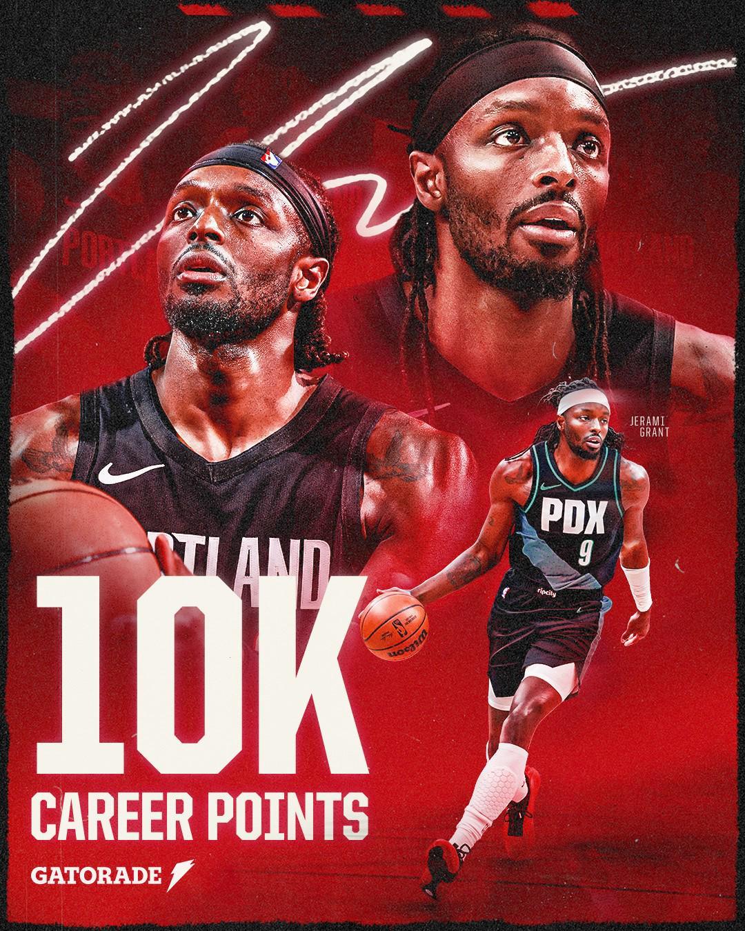 开云体育官方-里程碑！格兰特解锁生涯10000分里程碑，开拓者队史第47位